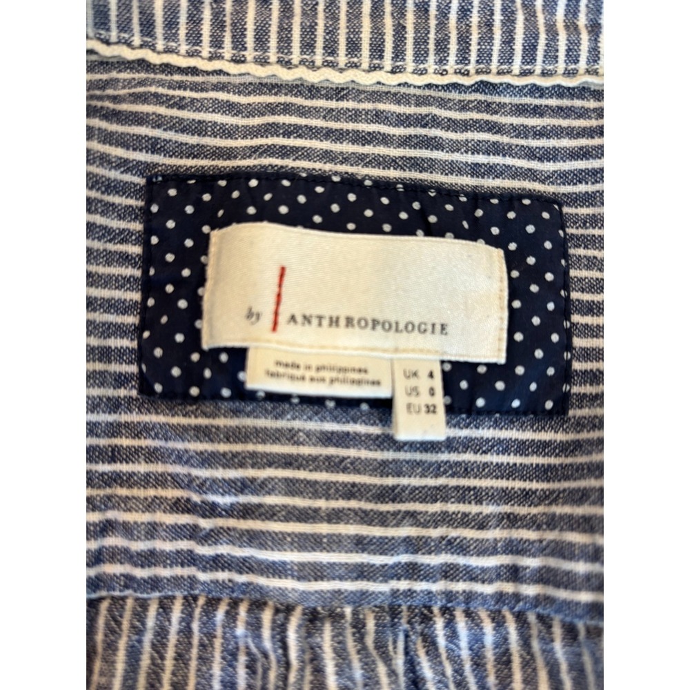 Anthropologie blue white striped shorts romper women's size 0 nautical preppy - Picture 6 of 9